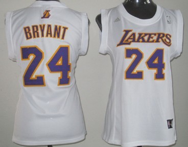 Los Angeles Lakers #24 Kobe Bryant White Womens Jersey