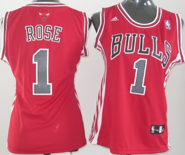 Chicago Bulls #1 Derrick Rose Red Womens Jersey