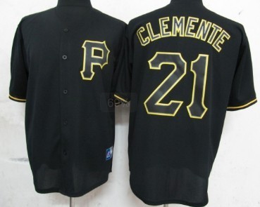 Pittsburgh Pirates #21 Roberto Clemente Black Fashion Jersey