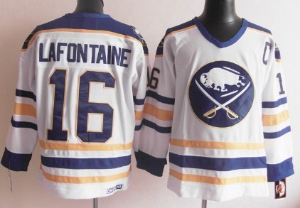 Buffalo Sabres #16 Pat Lafontaine White Throwback CCM Jersey 