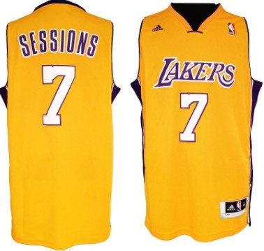 Los Angeles Lakers #7 Ramon Sessions Revolution 30 Swingman Yellow Jersey 