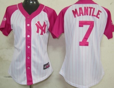 New York Yankees #7 Mickey Mantle 2012 Fashion Womens by Majestic Athletic Jersey 