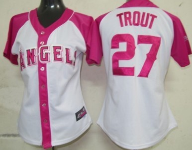LA Angels of Anaheim #27 Mike Trout 2012 Fashion Womens by Majestic Athletic Jersey 