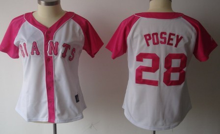 San Francisco Giants #28 Buster Posey 2012 Fashion Womens by Majestic Athletic Jersey 