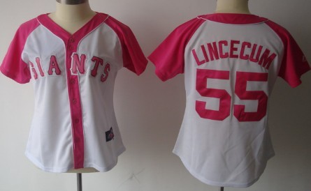 San Francisco Giants #55 Tim Lincecum 2012 Fashion Womens by Majestic Athletic Jersey 