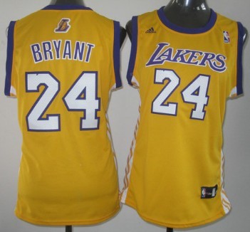Los Angeles Lakers #24 Kobe Bryant Yellow Womens Jersey