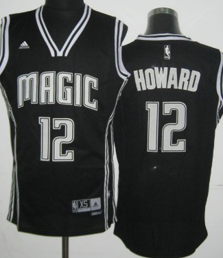 Orlando Magic #12 Dwight Howard Revolution 30 Swingman Black With White Jersey 