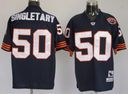 Chicago Bears #50 Mike Singletary Blue Throwback With Bear Patch Jersey
