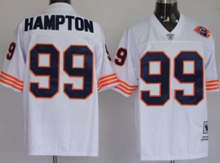 Chicago Bears #99 Dan Hampton White Throwback With Bear Patch Jersey 