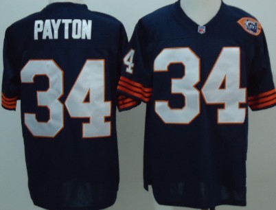 Chicago Bears #34 Walter Payton Blue Throwback With Bear Patch Jersey 