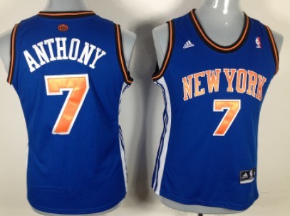 New York Knicks #7 Carmelo Anthony Blue Womens Jersey