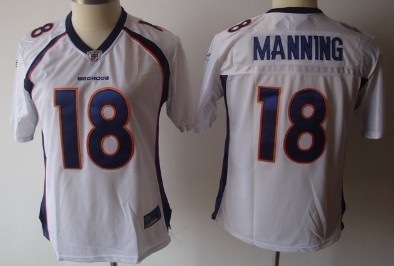 Denver Broncos #18 Peyton Manning White Womens Jersey
