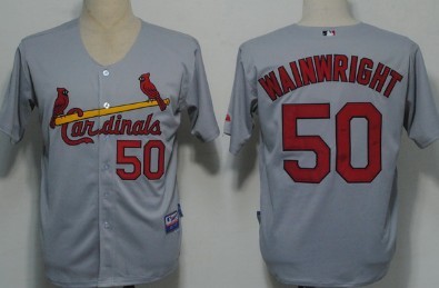 St. Louis Cardinals #50 Adam Wainwright Gray Jersey 