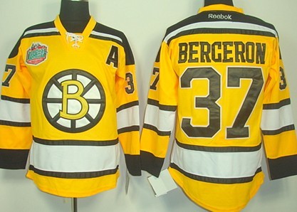 Boston Bruins #37 Patrice Bergeron Yellow Jersey