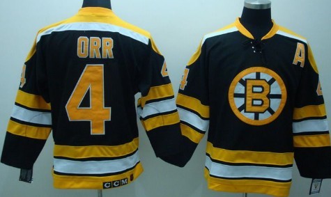 Boston Bruins #4 Bobby Orr Black Throwback CCM Jersey