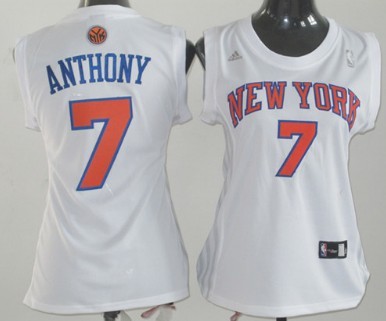 New York Knicks #7 Carmelo Anthony White Womens Jersey