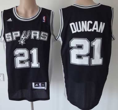 San Antonio Spurs #21 Tim Duncan Revolution 30 Swingman Black Jersey 