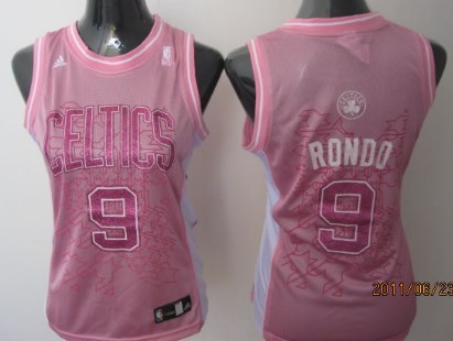 Boston Celtics #9 Rajon Rondo Pink Womens Jersey