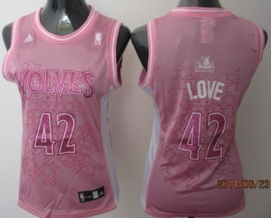 Minnesota Timberwolves #42 Kevin Love Pink Womens Jersey