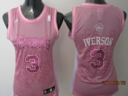 Philadelphia 76ers #3 Allen Iverson Pink Womens Jersey