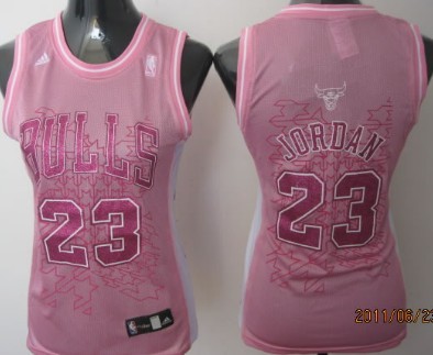 Chicago Bulls #23 Michael Jordan Pink Womens Jersey 