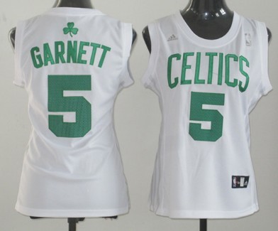Boston Celtics #5 Kevin Garnett White Womens Jersey