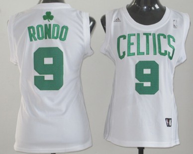 Boston Celtics #9 Rajon Rondo White Womens Jersey