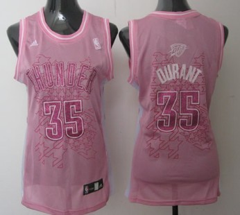 Oklahoma City Thunder #35 Kevin Durant Pink Womens Jersey 