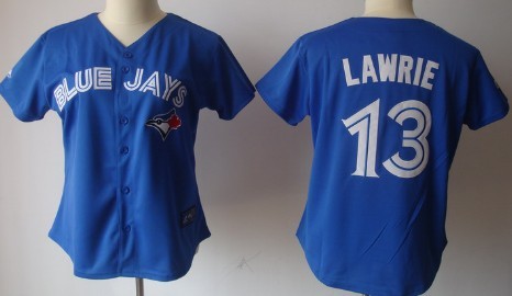 Toronto Blue Jays #13 Brett Lawrie Blue Womens Jersey 