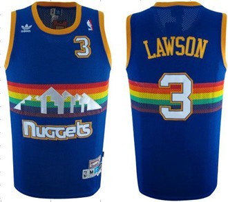 Denver Nuggets #3 Ty Lawson Blue Rainbow Swingman Throwback Jersey