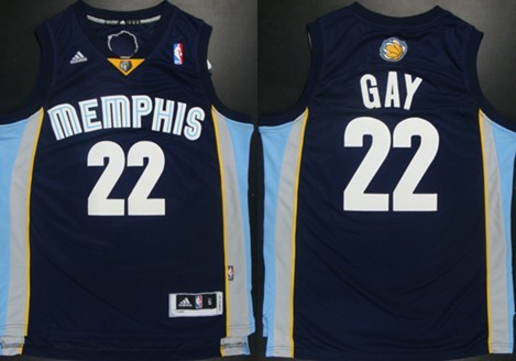 Memphis Grizzlies #22 Rudy Gay Revolution 30 Swingman Navy Blue Jersey 