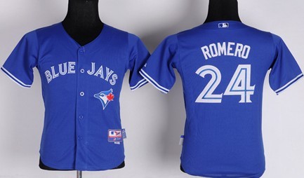 Toronto Blue Jays #24 Ricky Romero Blue Kids Jersey 