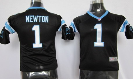 Nike Carolina Panthers #1 Cam Newton Black Game Kids Jersey