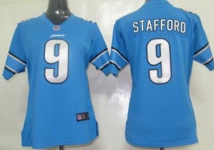 Nike Detroit Lions #9 Matthew Stafford Light Blue Game Womens Jersey