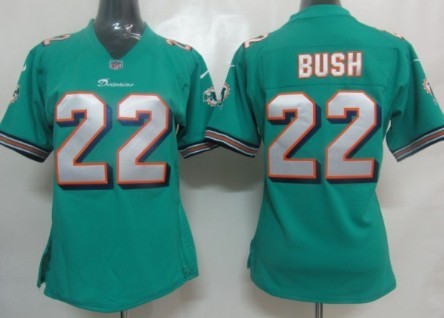 Nike Miami Dolphins #22 Reggie Bush Green Game Womens Jersey