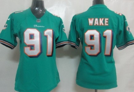 Nike Miami Dolphins #91 Cameron Wake Green Game Womens Jersey