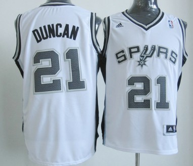San Antonio Spurs #21 Tim Duncan Revolution 30 Swingman White Jersey 