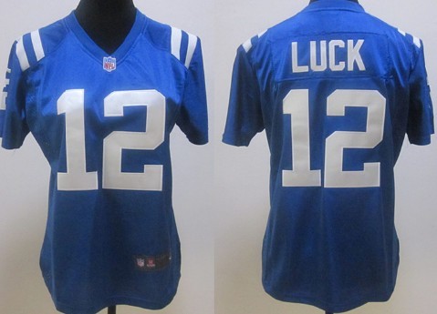 Nike Indianapolis Colts #12 Andrew Luck Blue Game Womens Jersey