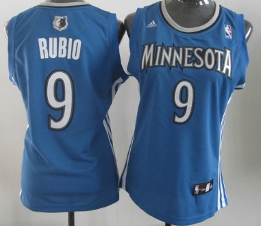 Minnesota Timberwolves #9 Ricky Rubio Blue Womens Jersey 