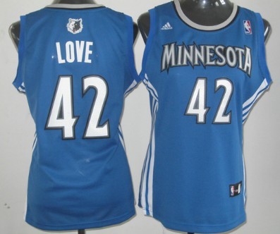 Minnesota Timberwolves #42 Kevin Love Blue Womens Jersey 