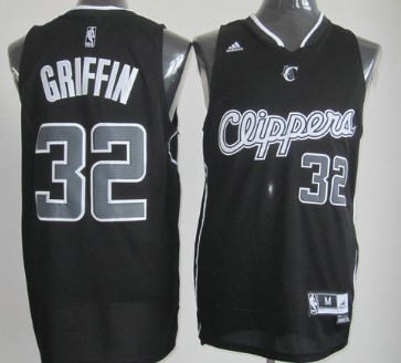 Los Angeles Clippers #32 Blake Griffin Revolution 30 Swingman All Black With White Jersey 