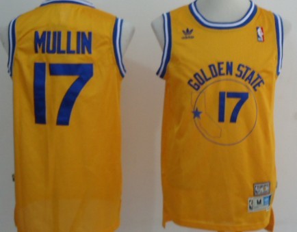 Golden State Warriors #17 Chris Mullin Yellow Swingman Throwback Jersey 