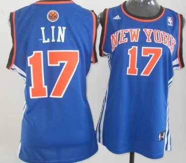 New York Knicks #17 Jeremy Lin Blue Womens Jersey