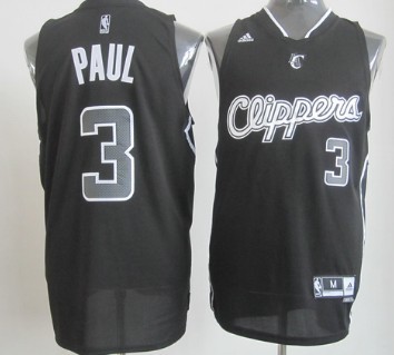 Los Angeles Clippers #3 Chris Paul Revolution 30 Swingman All Black With White Jersey 