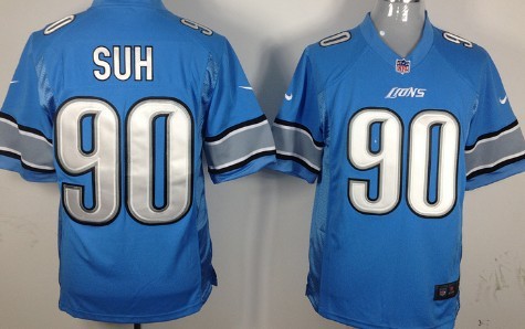 Nike Detroit Lions #90 Ndamukong Suh Light Blue Game Jersey 