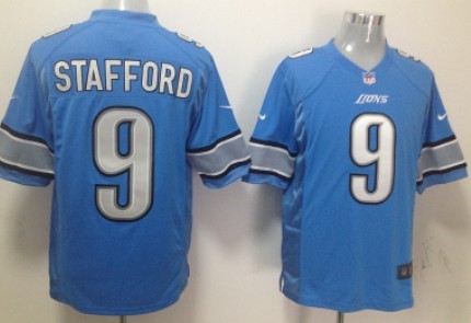 Nike Detroit Lions #9 Matthew Stafford Light Blue Game Jersey 