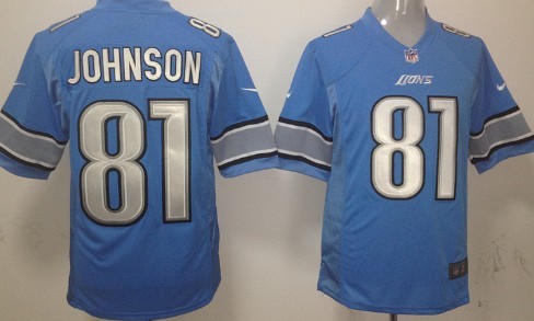 Nike Detroit Lions #81 Calvin Johnson Light Blue Game Jersey 