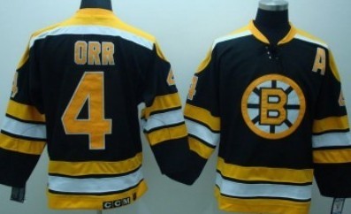 Boston Bruins #4 Bobby Orr Black Throwback CCM Kids Jersey
