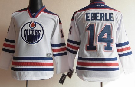 Edmonton Oilers #14 Jordan Eberle White Kids Jersey 