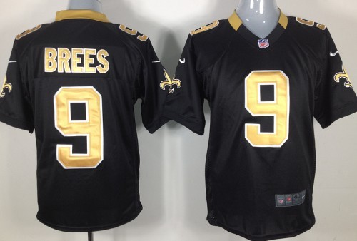 Nike New Orleans Saints #9 Drew Brees Black Game Jersey 